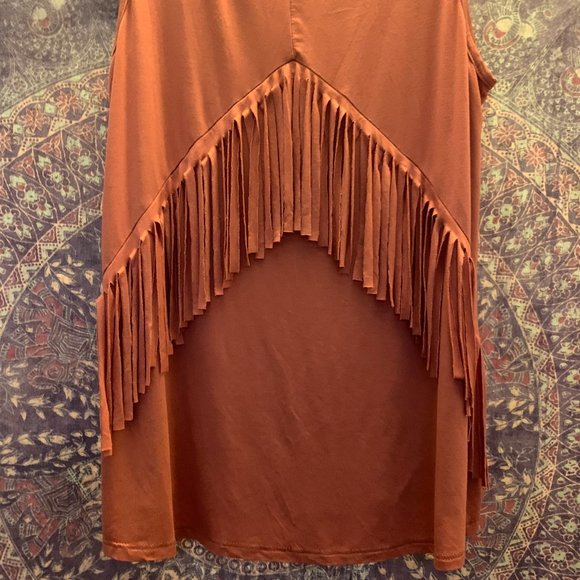 Orange Fringe Back Tank Top - Picture 5 of 7